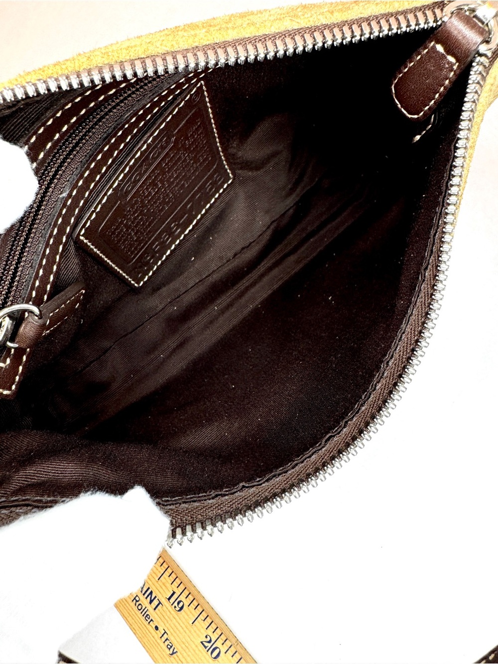 Vintage Coach Suede & Leather Shoulder Bag Style 7753 | Tan Split Suede - Picture 7 of 12